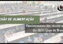Divisão de Alimentação – Funcionamento dos restaurantes no dia 28/11 (Jogo do Brasil)